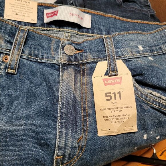 Levi's 511 Slim Stretch Paint Jeans size 20 30x30 NWT - Picture 3 of 4
